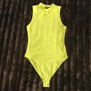 Forever 21 Neon Yellow Body Suit